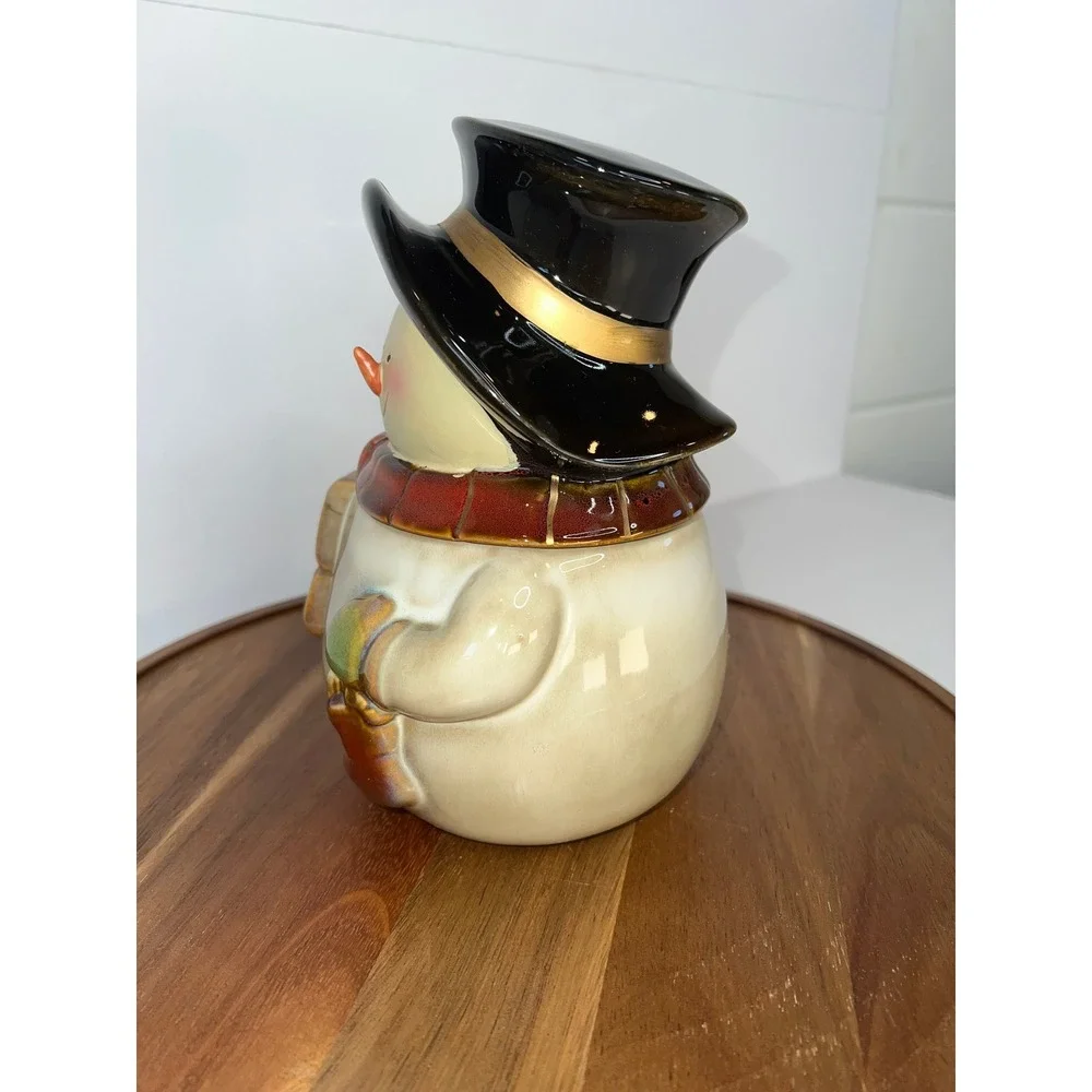 Gibson‎ Everyday Snowman Cookie Jar Lid Ceramic Holiday Winter Treat Storage